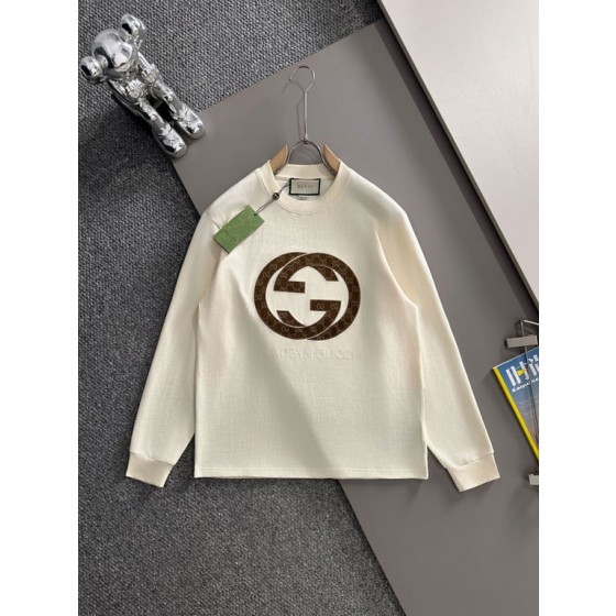 Gucci double-appliquéd logo back with flocked belt and long sleeves